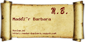 Madár Barbara névjegykártya