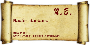 Madár Barbara névjegykártya